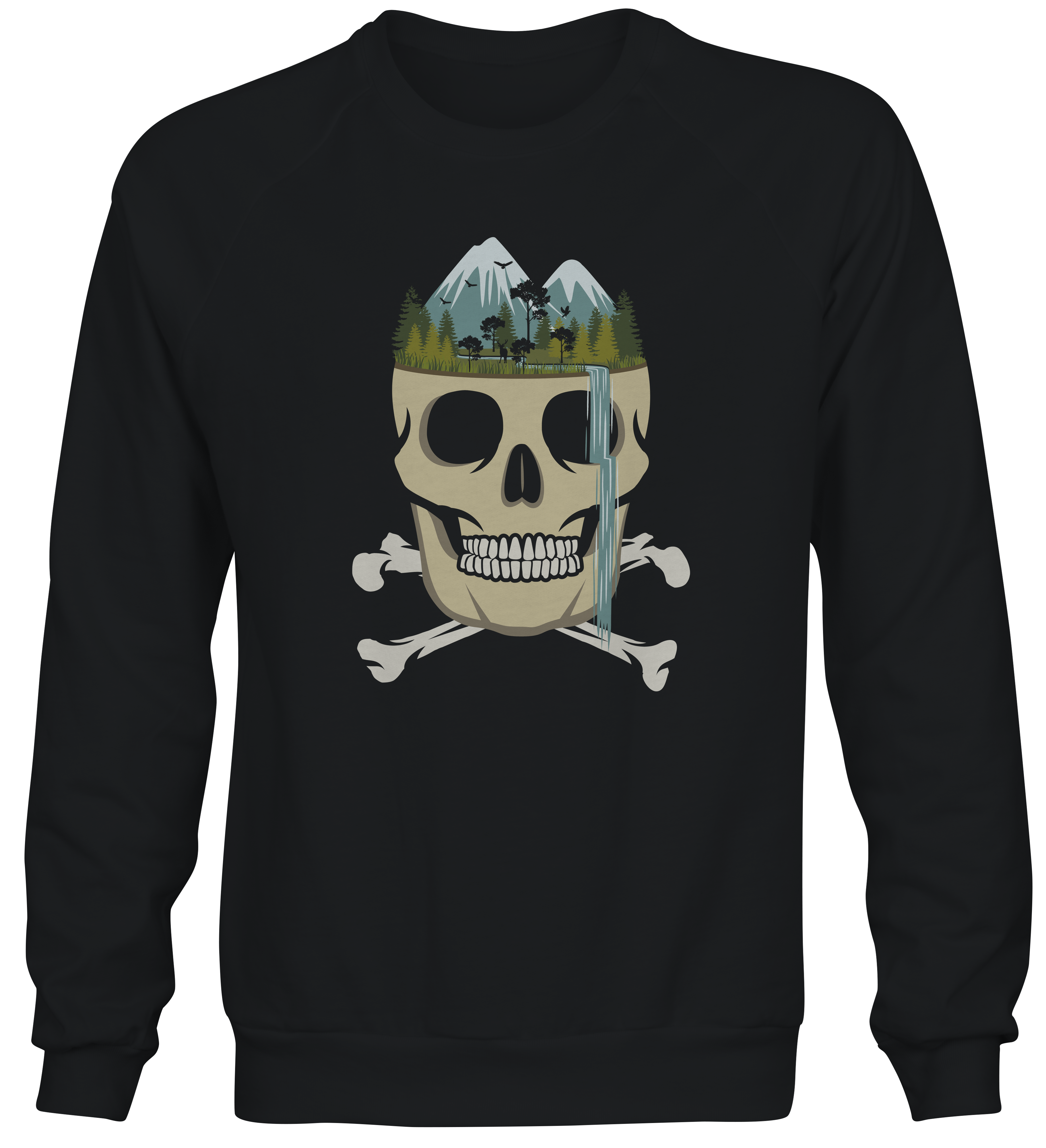 Skull Waterfall Design Sweatshirt