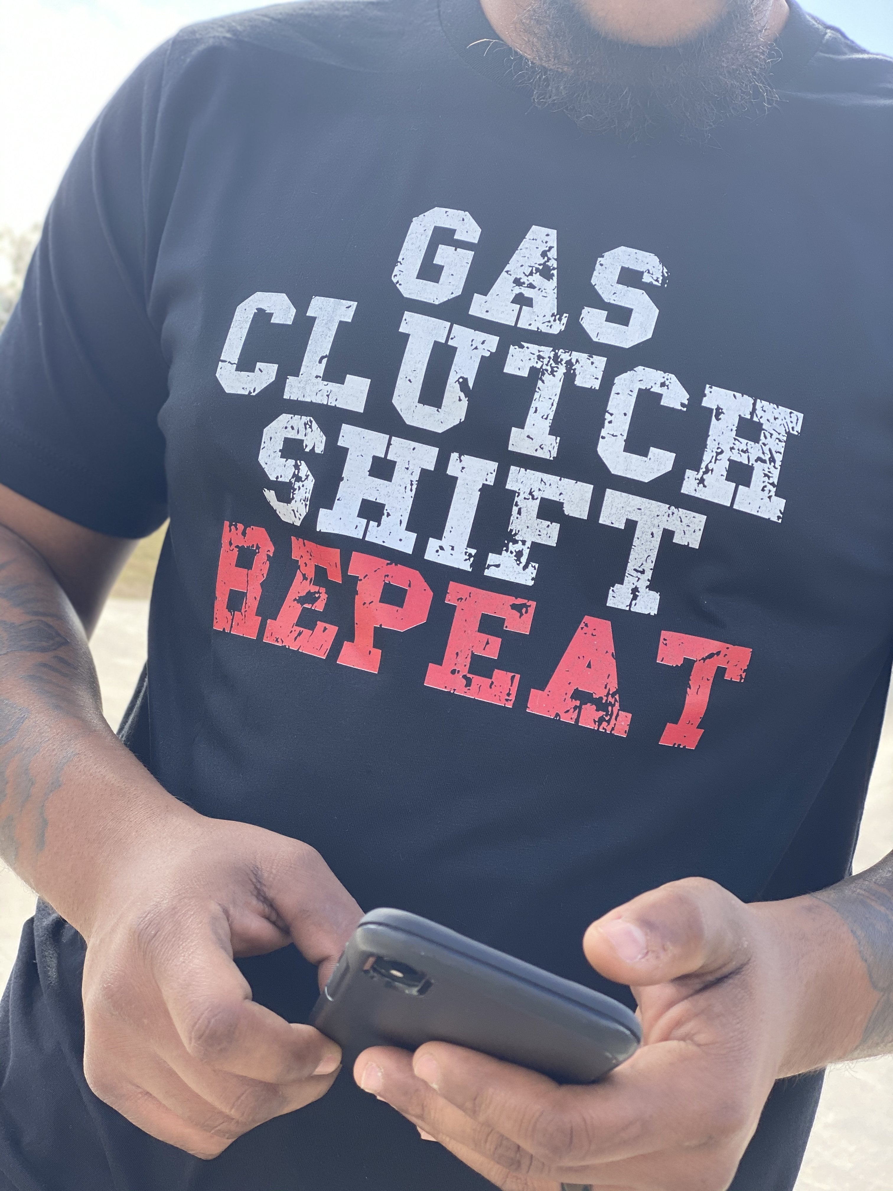 Gas Cluctch Shift Repeat Black T-shirt