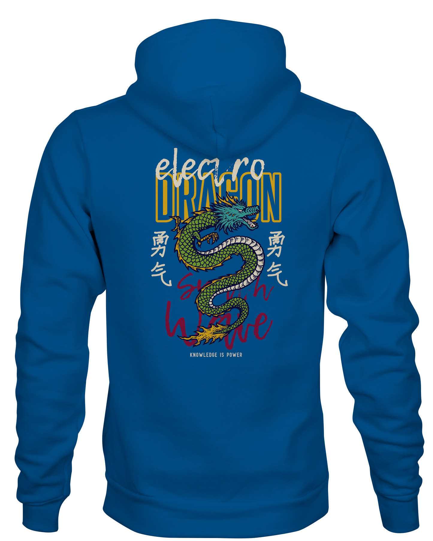 Royal Blue Hoodie with Dragon Tattoo on Back 