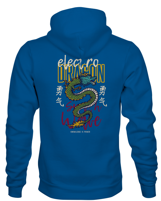 Royal Blue Hoodie with Dragon Tattoo on Back 