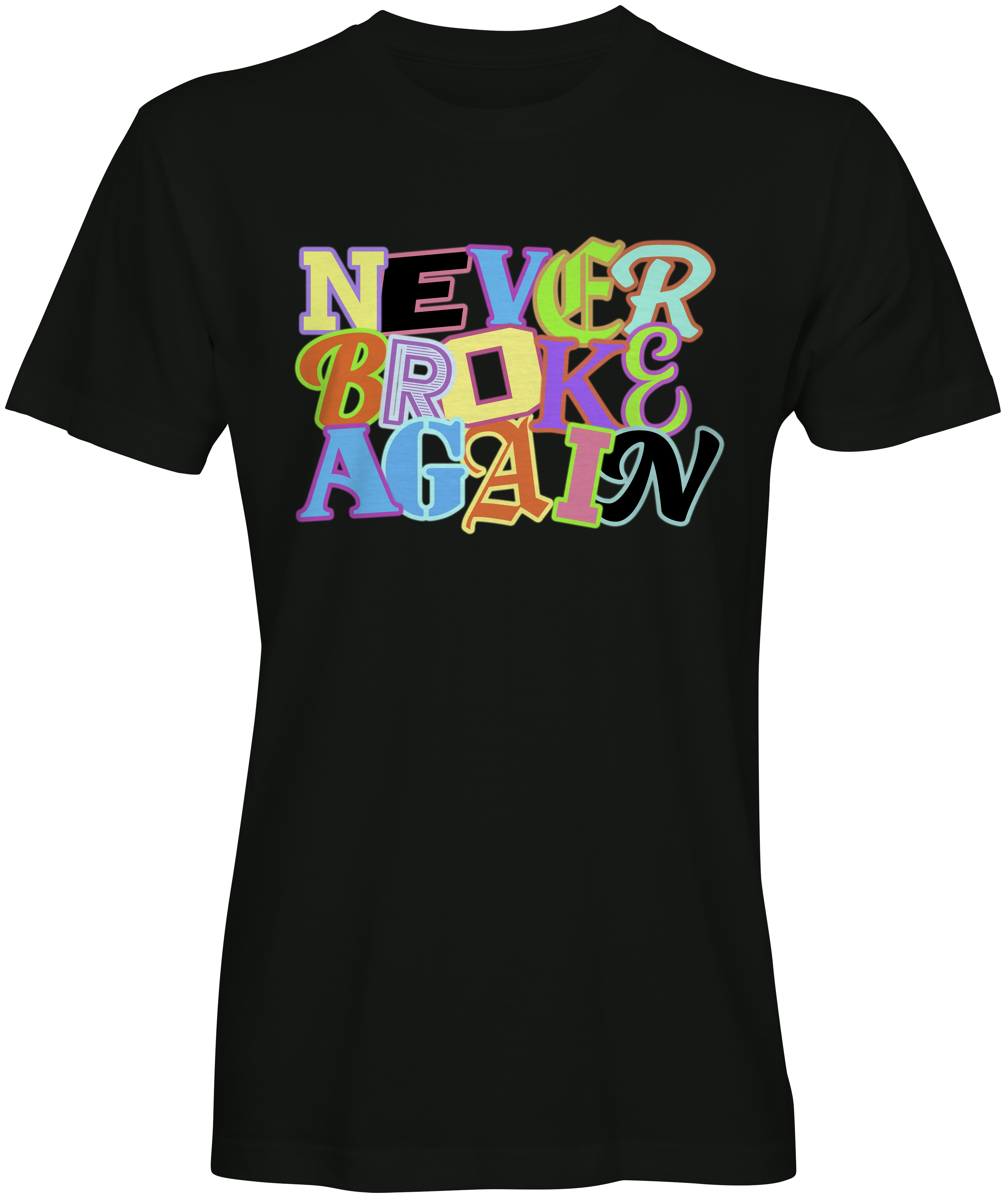 Black Colorful Never Broke Again T-Shirt