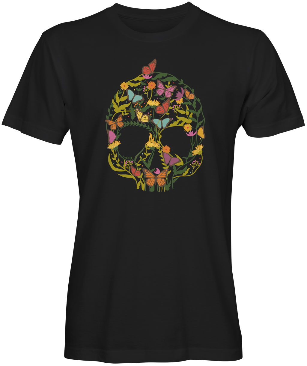 Colorful Skull  Shape Flowers T-shirt