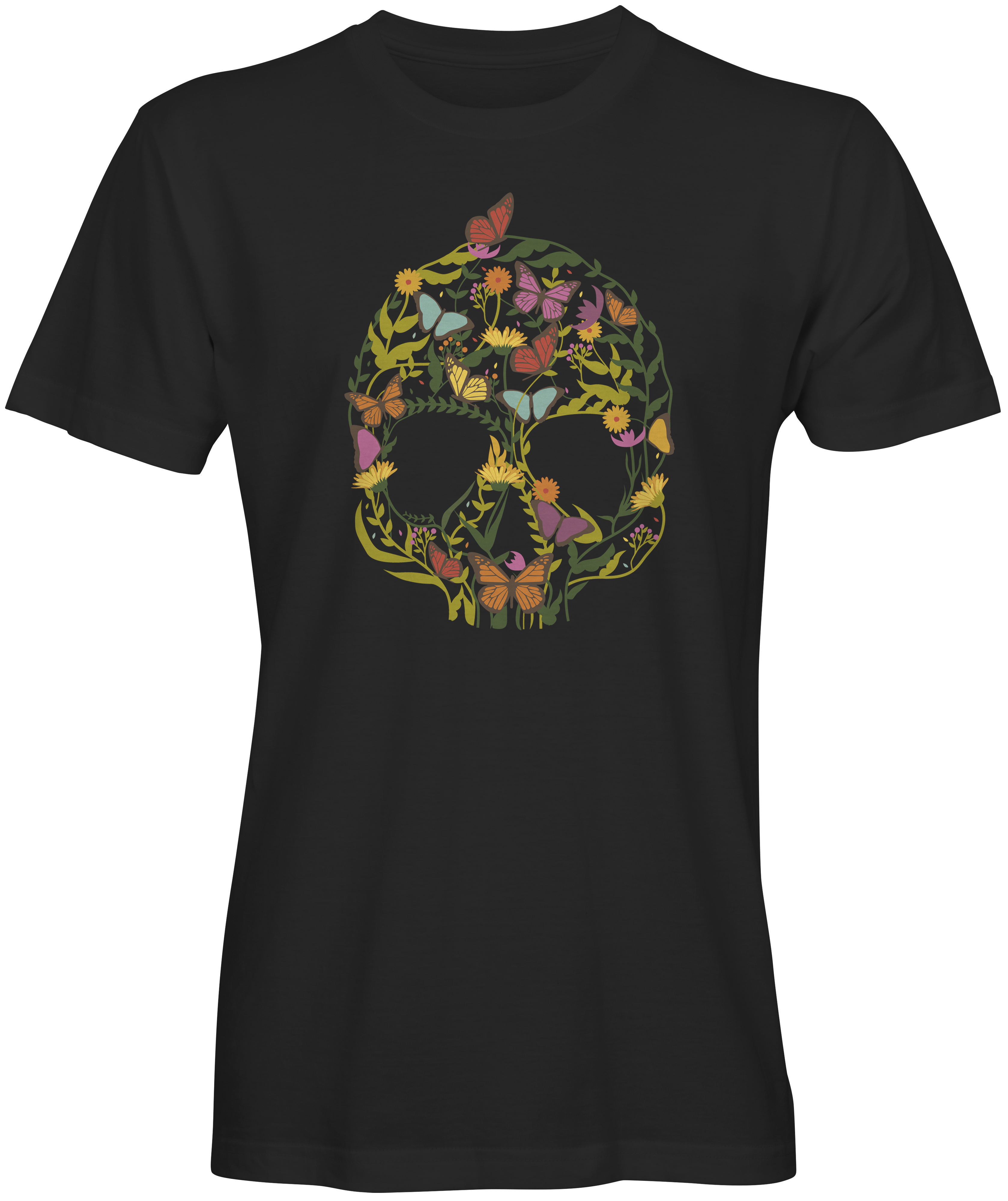 Colorful Skull  Shape Flowers T-shirt