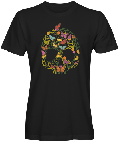 Colorful Skull  Shape Flowers T-shirt