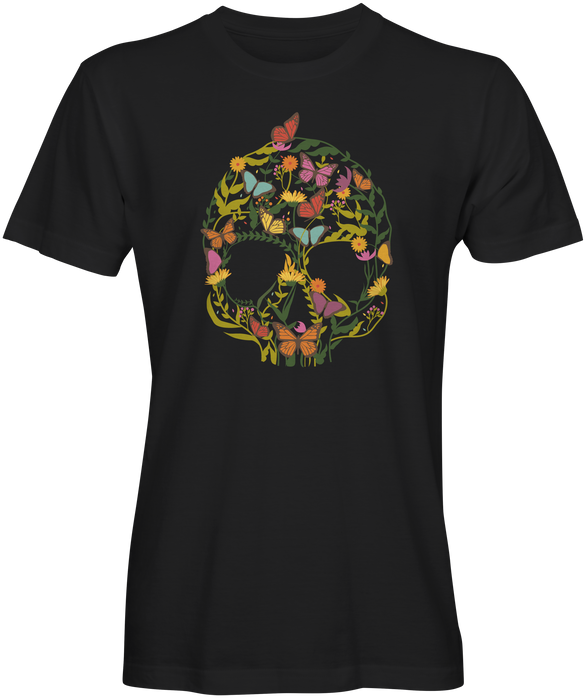 Colorful Skull  Shape Flowers T-shirt