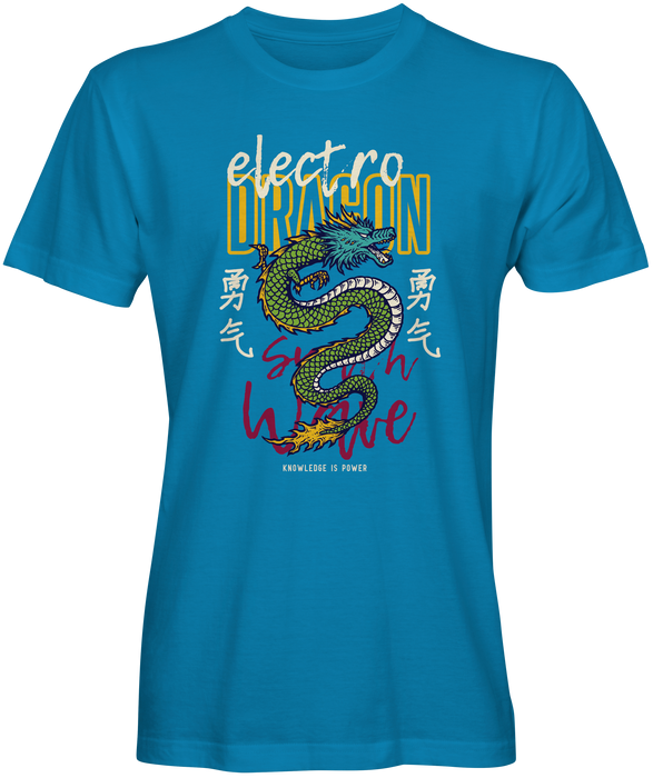 Turquoise Electro Dragon inspired T-shirts 
