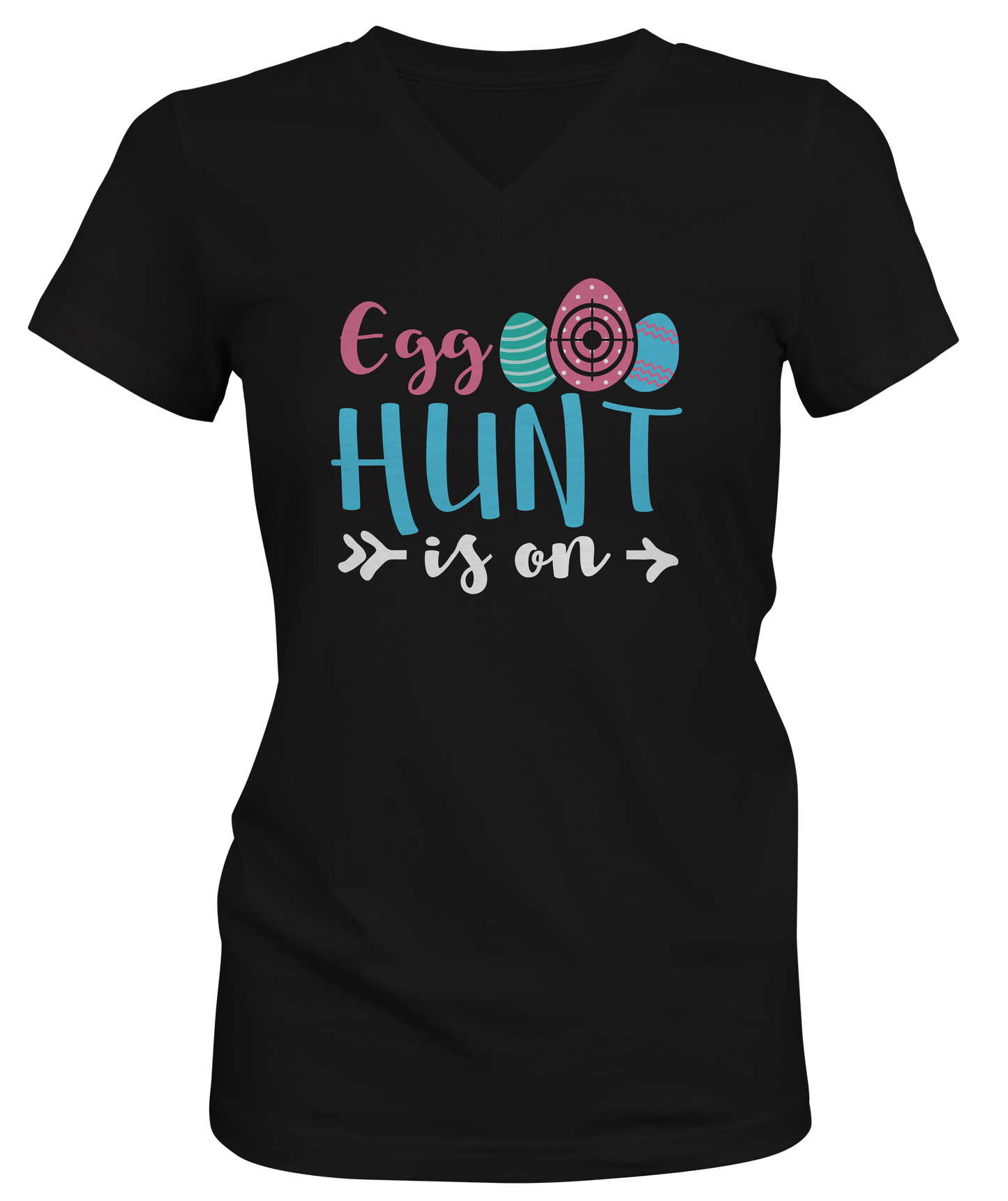 Egg Hunt woman's Easter V-neck T-shirts