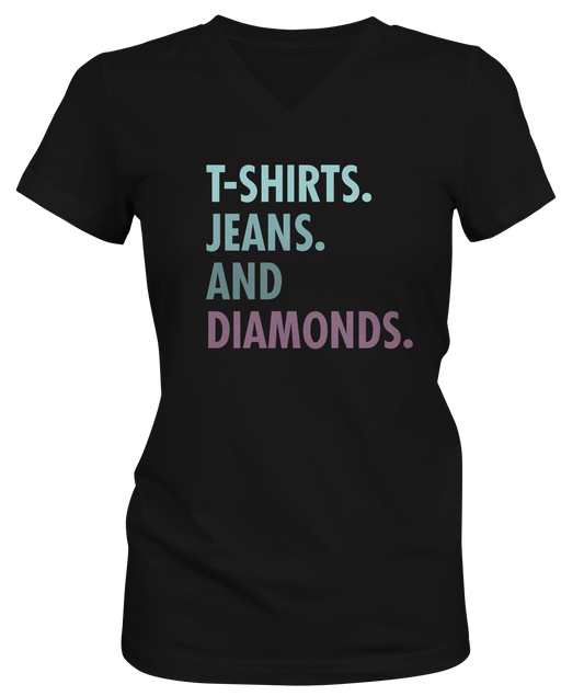 T-shirt Jeans and Diamonds Woman's V-neck 