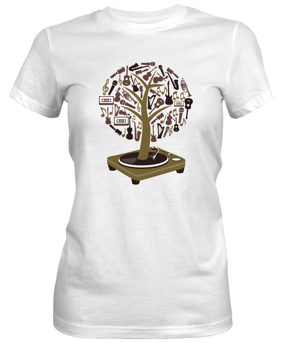 Musical Vinyl Record Tree Women's T-shirts