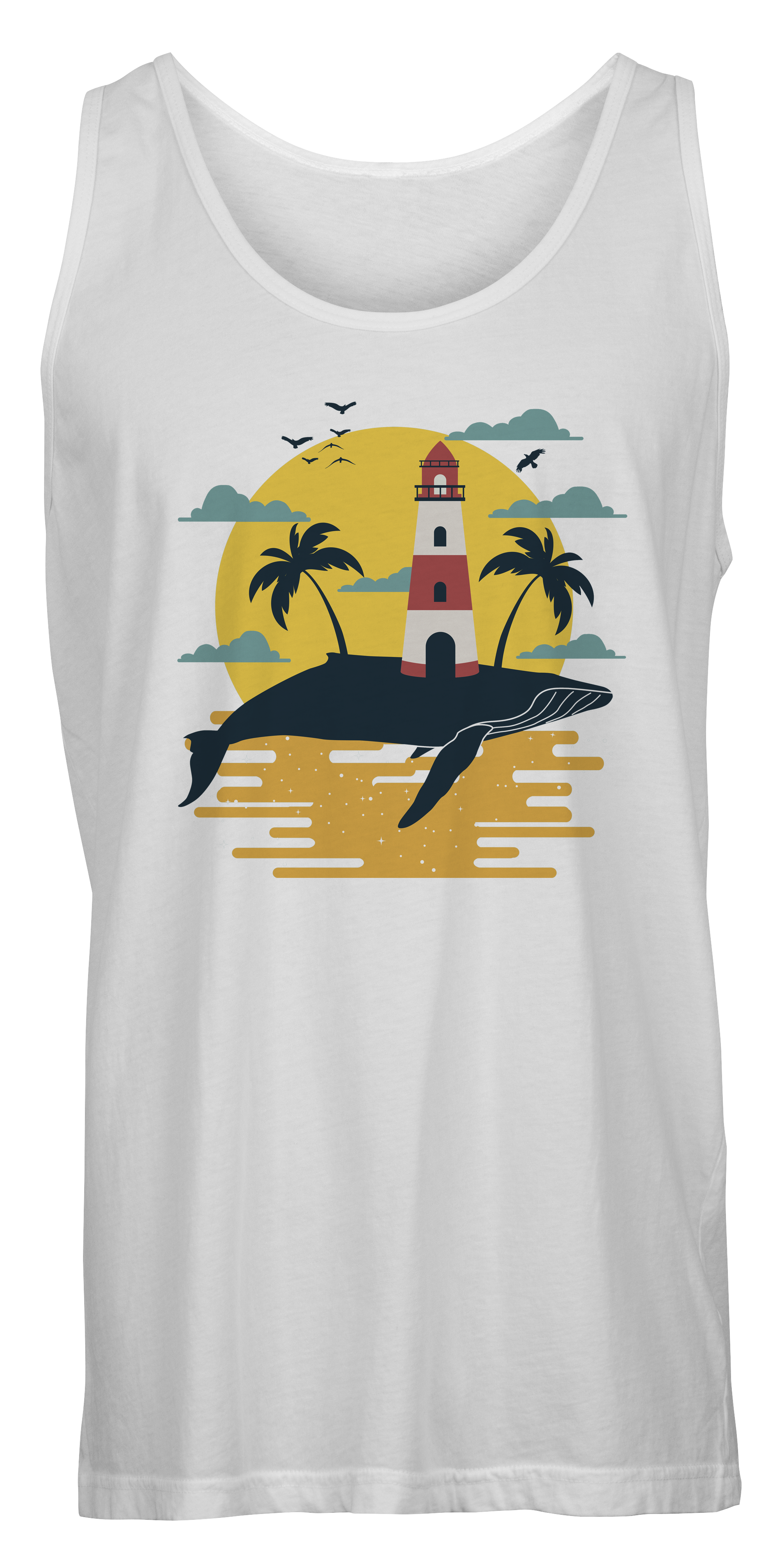 Whale Lighthouse Inspired Beach Tank Top