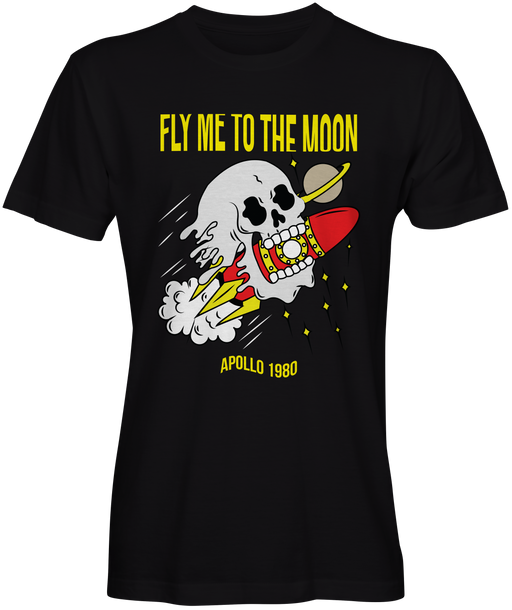 Fly Me To The Moon Skull T-shirt for Sale 