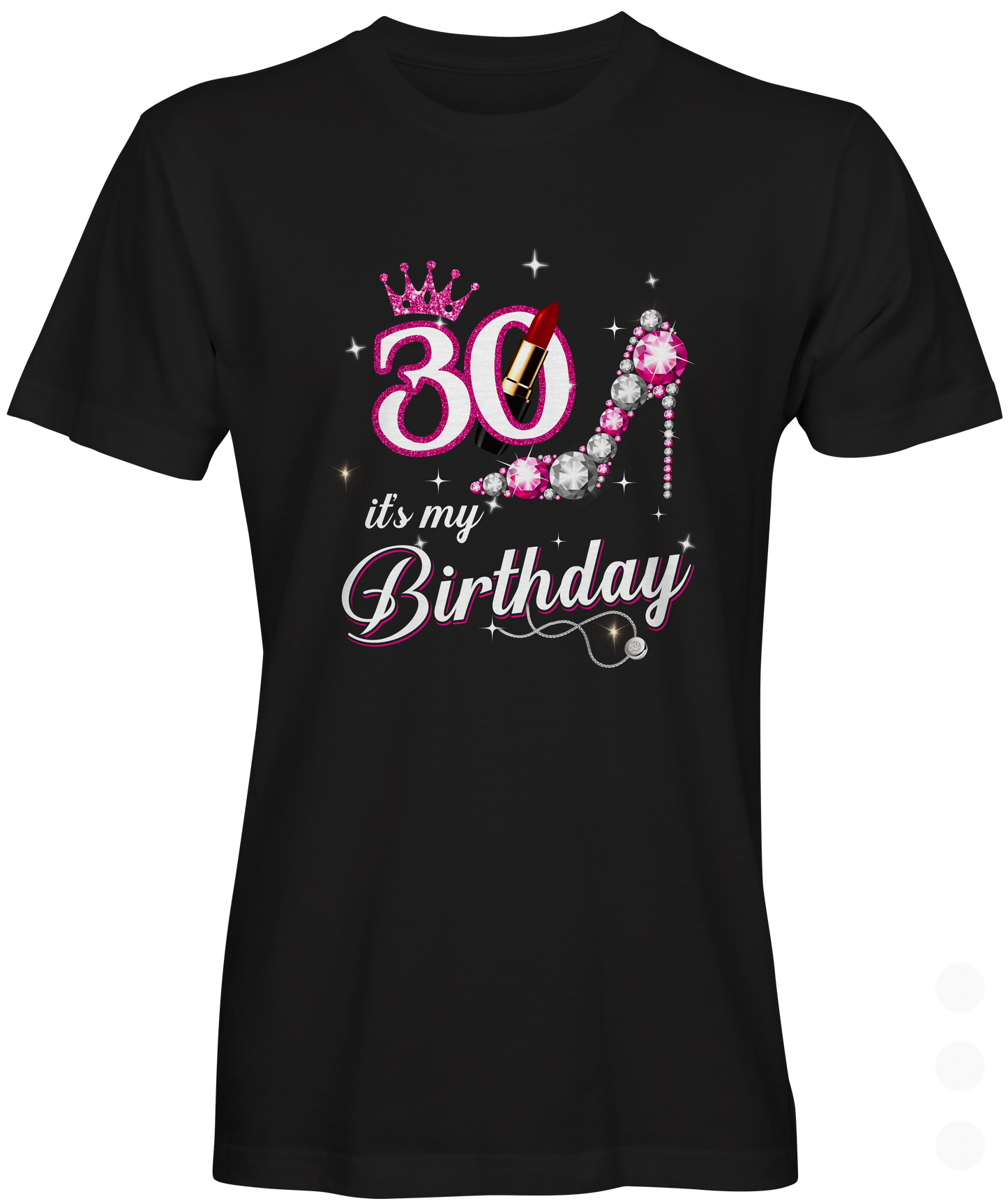 Ladies black crewneck Birthday T-shirt