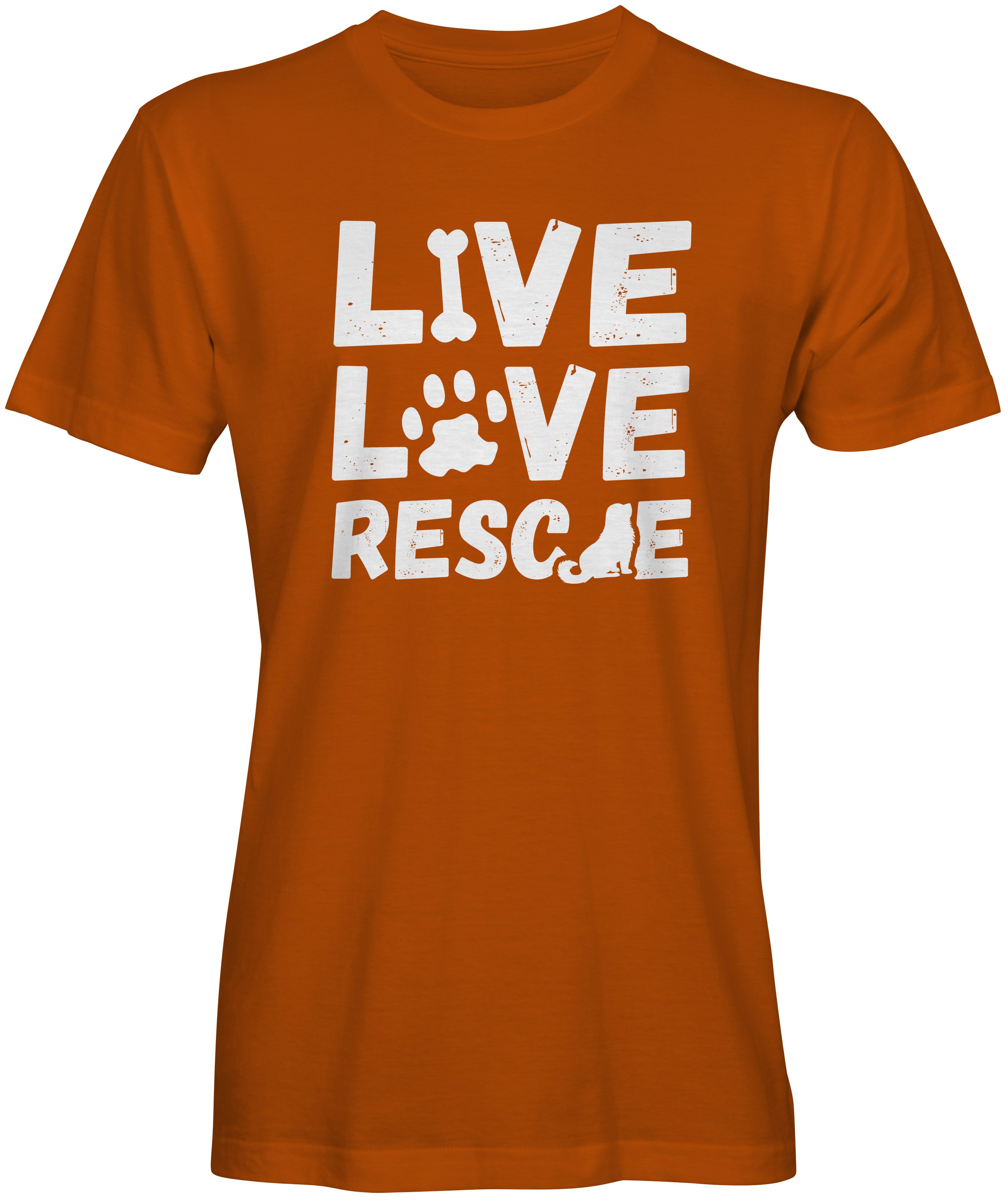 Orange Live Love Rescue Dog Lovers T-shirt