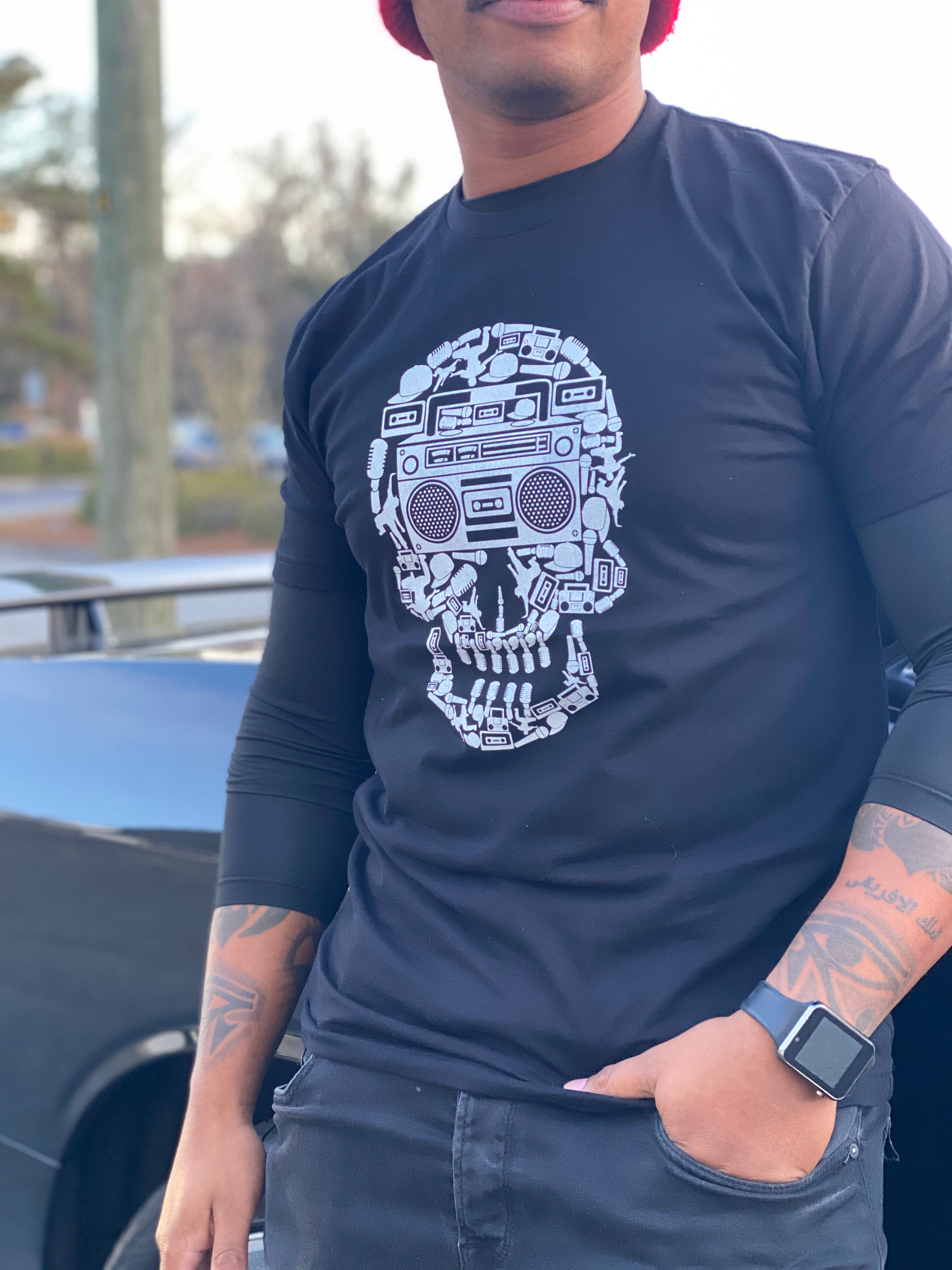 Boom Box Skull Design T-shirt