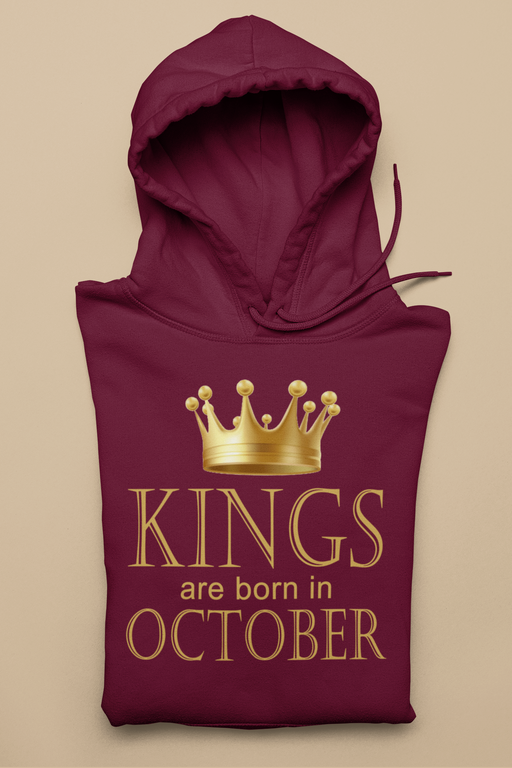 Kings Are Born In October Birthday Graphic Hoodie