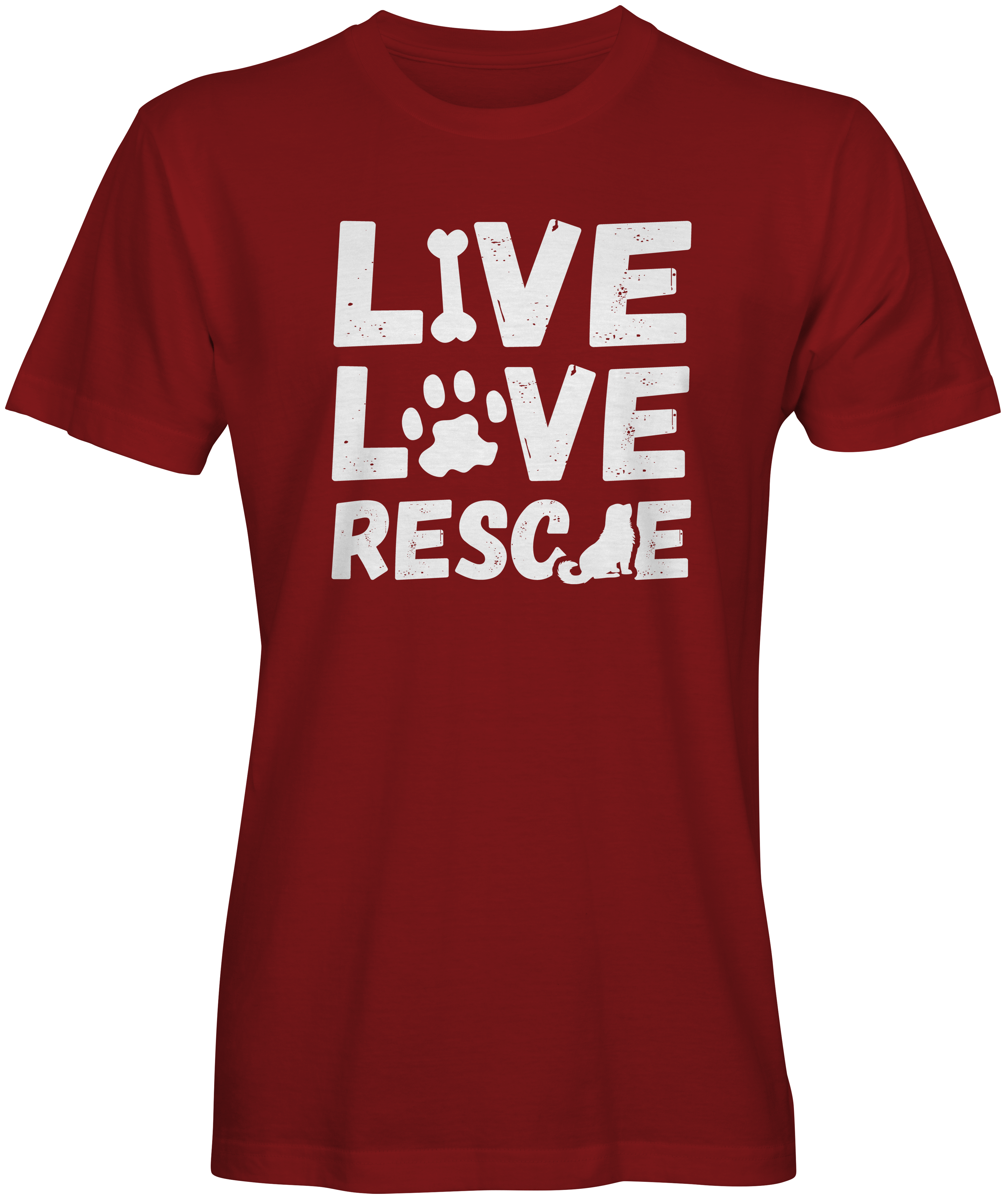 Red Live Love Rescue Dog Lovers  T-shirt