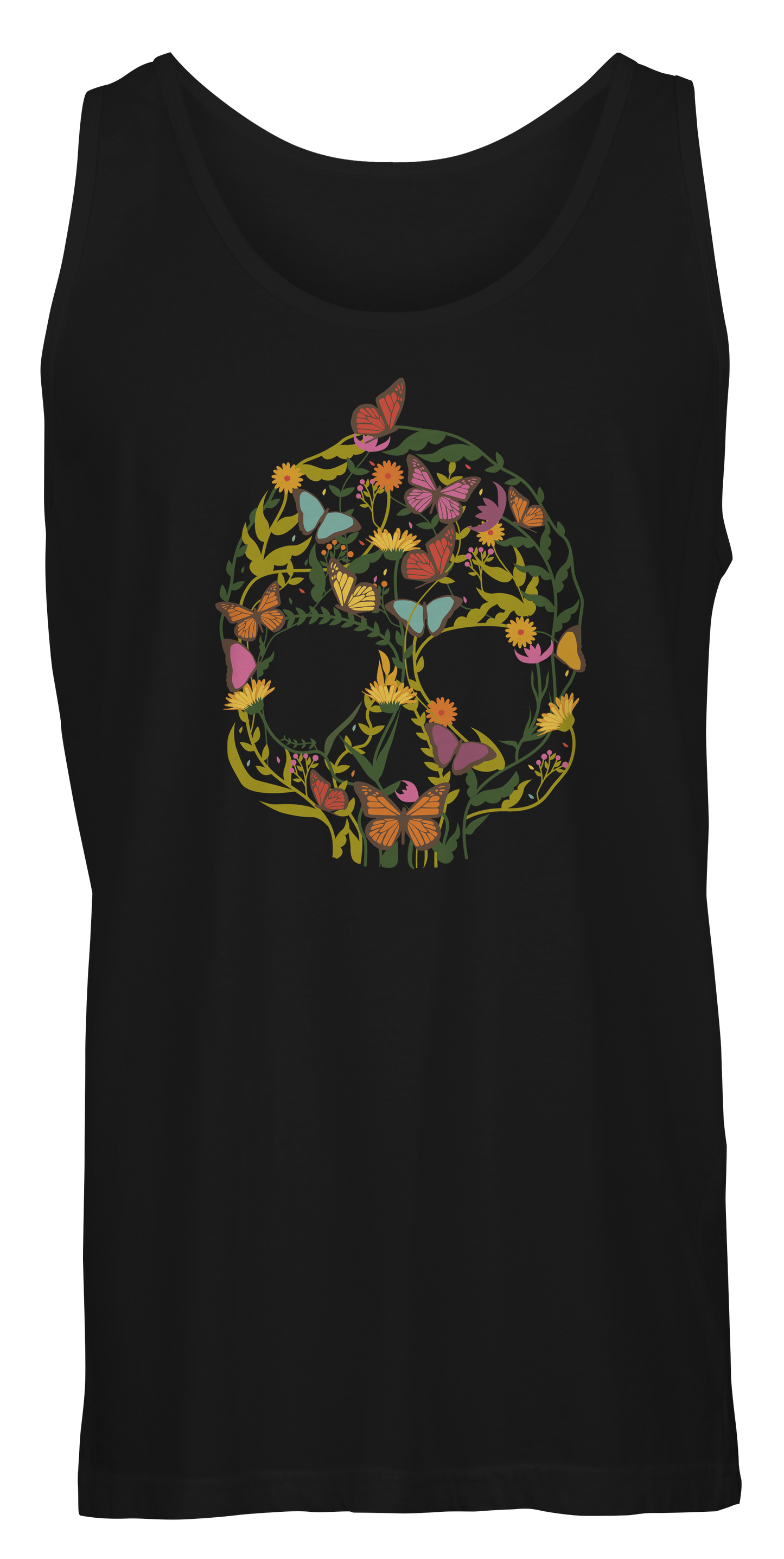 Colorful Skull Shape Flower Tank T-shirts