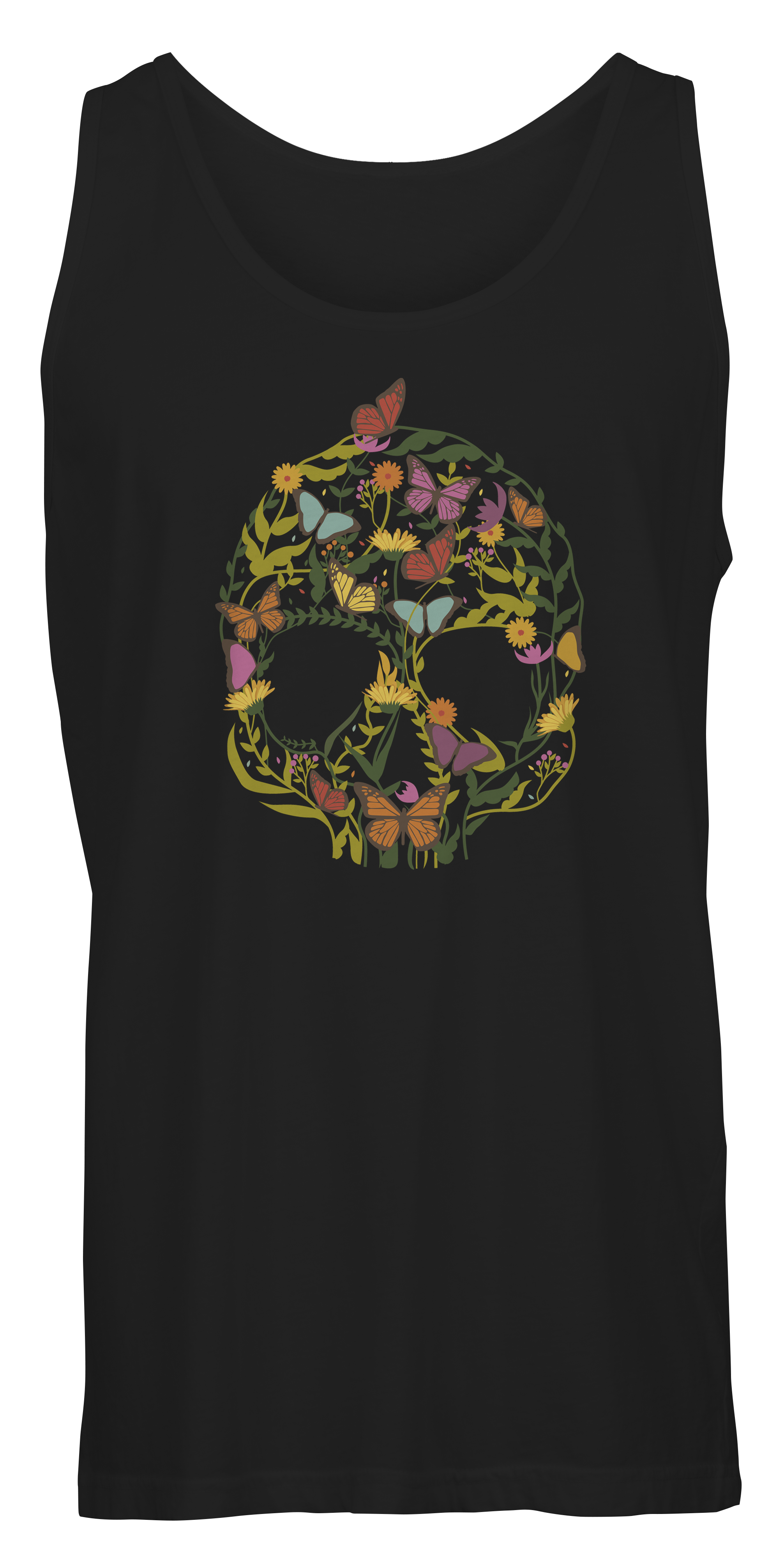 Colorful Skull Shape Flower Tank T-shirts