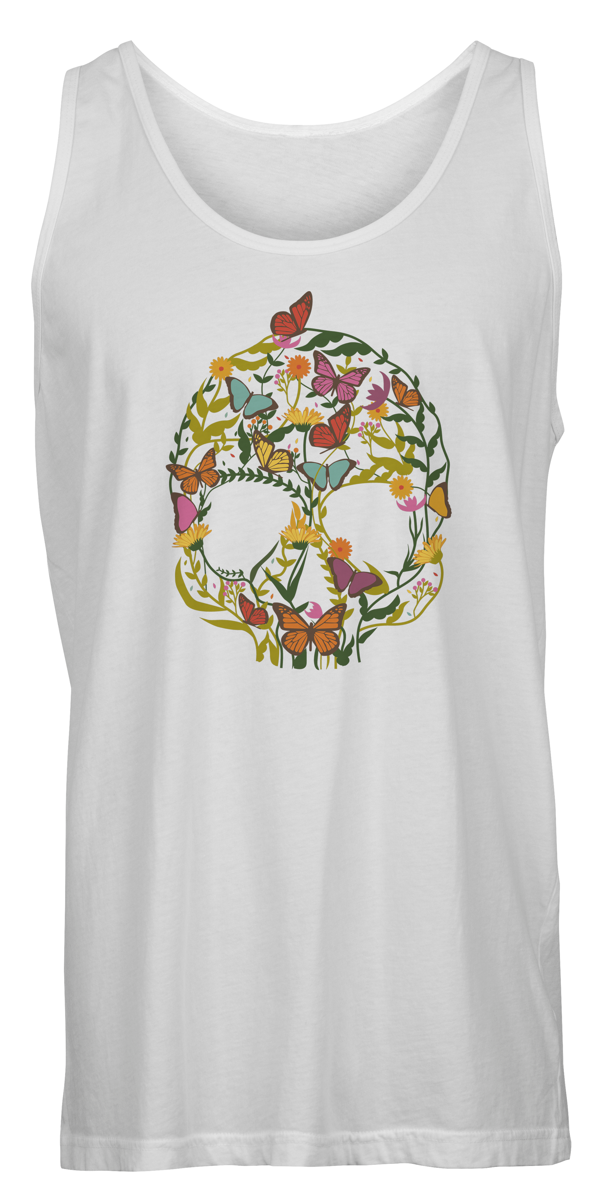 Colorful Skull Shape Flower Tank T-shirts