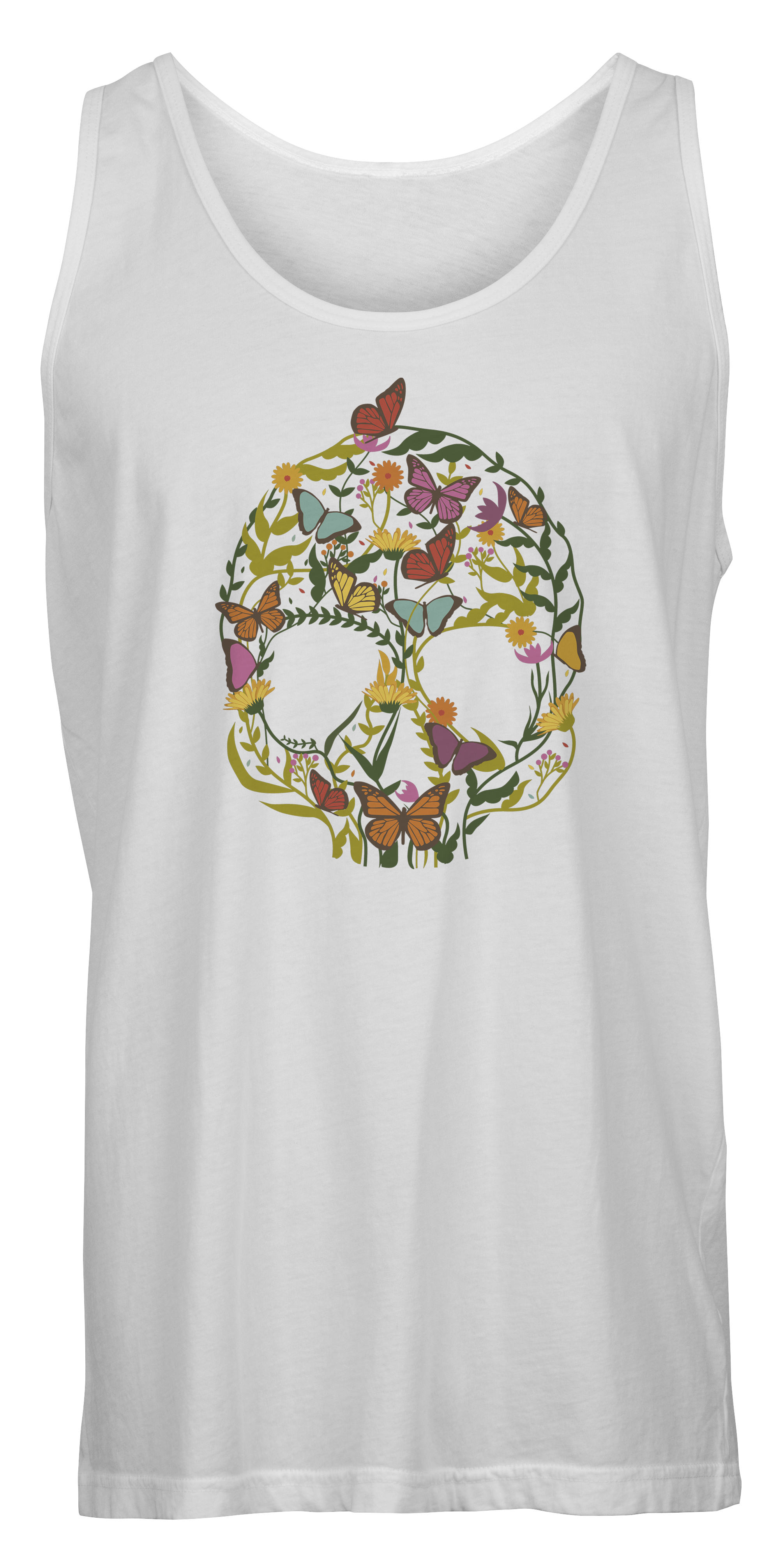 Colorful Skull Shape Flower Tank T-shirts