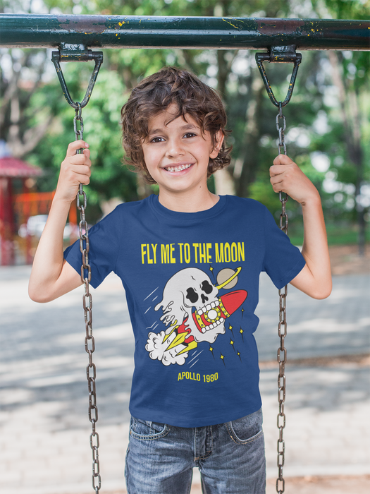 Fly Me To The Moon Skull Youth T-Shirt