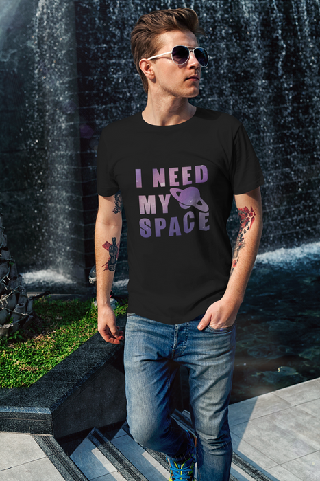 man wearing Need my Space T-Shirt