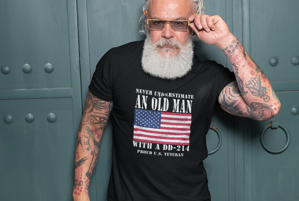 Old Man with a DD214 Veteran T-shirts