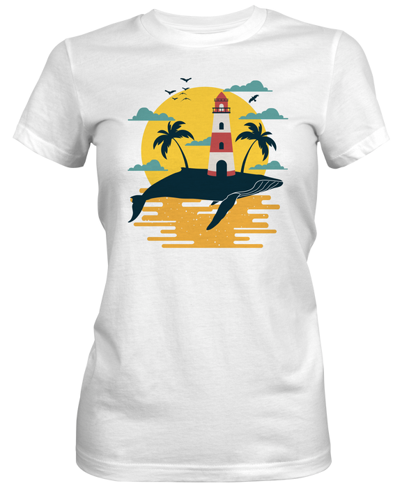  Whale Lighthouse Women's Beach T-shirts