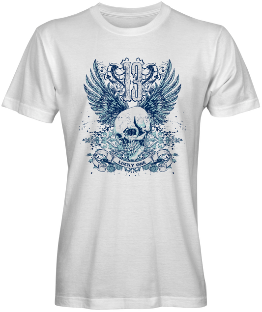 Lucky One Skull with Wings Graphic Tee