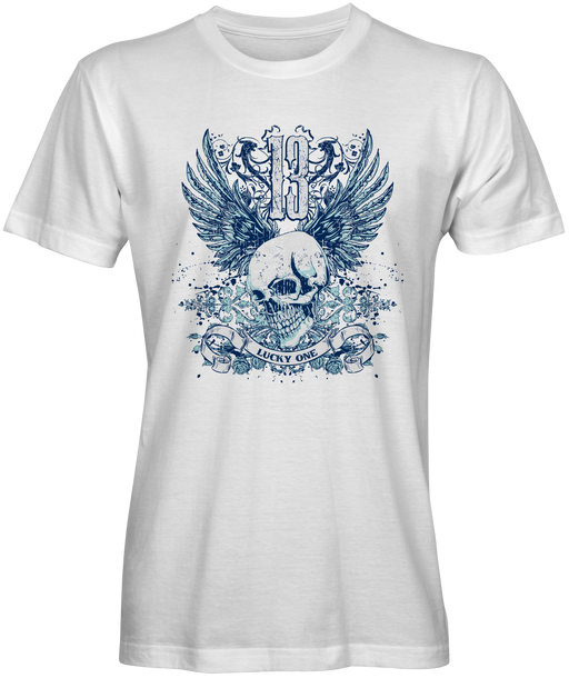 Lucky One Skull with Wings Graphic Tee
