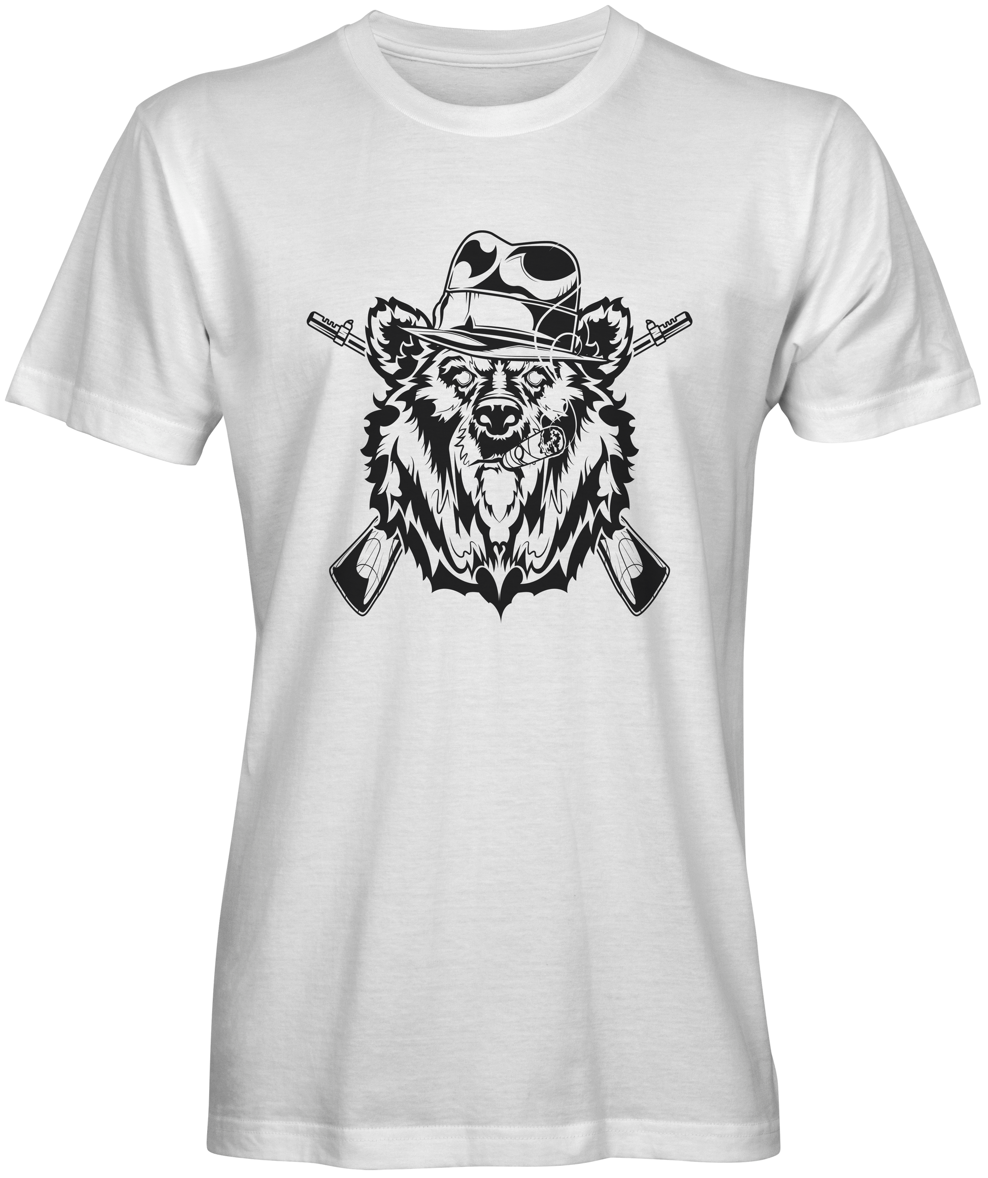White Gangster Bear Design T-shirts